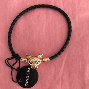 Sparkling Lion Princess Woven Leather Bracelet